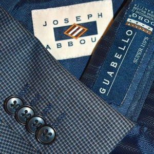 $429 NWT 48R Joseph Abboud Metal Blue Plaid blazer